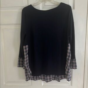 Plaid Accent navy blue Women's Top
